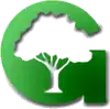 A green capital letter "G" with a cutout image of a tree inside.