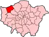 Location of the London Borough of Harrow in Greater London