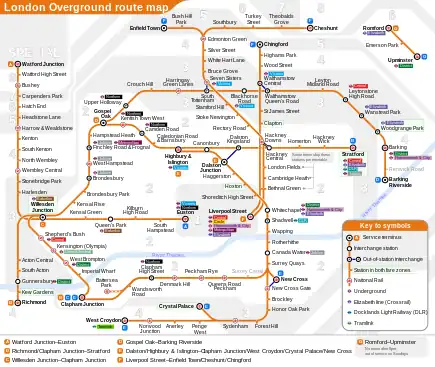 Schematic map of the London Overground network