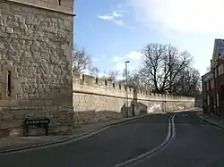 The junction with St Cross Road at the north end of Longwall Street, looking south