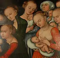 Detail of breastfeeding scene in Larvik church, Norway