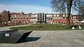 Table tennis with a view to the former main library in red brick