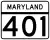 Maryland Route 401 marker