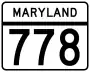 Maryland Route 778 marker