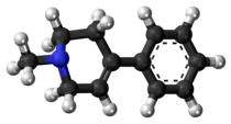 Ball-and-stick model of MPTP