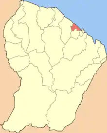 Location of the commune (in red) within French Guiana