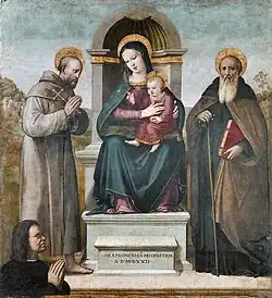 Raffaello Piccinelli, Enthroned Madonna between St Francis and St Anthony Abbot