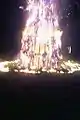 A Magh Bihu Meji burning in Assam, India, as part of the festival Bihu in Assam