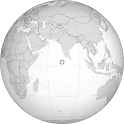 Location of Maldives in the Indian Ocean