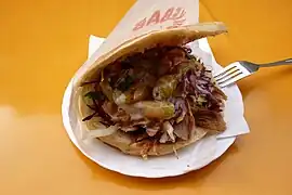 Doner kebab, of Turkish origin