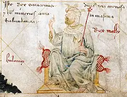 Mansa Moussa, ruler of the Mali Empire, on the map of Angelino Dulcert.