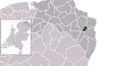 Highlighted position of Winschoten in a municipal map of Groningen