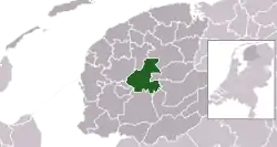 Highlighted former position of Boarnsterhim in a municipal map of Friesland