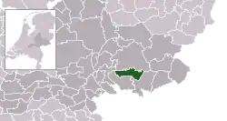 Highlighted position of Doetinchem in a municipal map of Gelderland