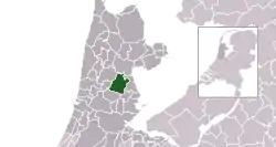 Highlighted position of Beemster in a municipal map of North Holland