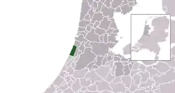 Highlighted position of Zandvoort in a municipal map of North Holland