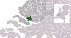 Highlighted position of Korendijk in a municipal map of South Holland