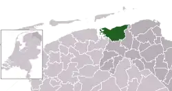 Highlighted position of De Marne in a municipal map of Groningen