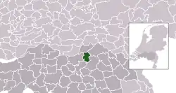 Highlighted position of Maasdonk in a municipal map of North Brabant