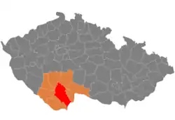 Location in the South Bohemian Region within the Czech Republic