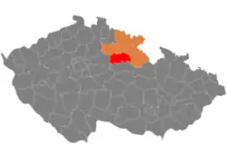 Location in the Hradec Králové Region within the Czech Republic