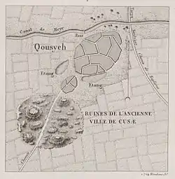 Old map of Cusae from Description de l'Égypte