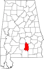 State map highlighting Crenshaw County