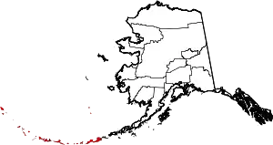 Map of Alaska highlighting Aleutians West Census Area