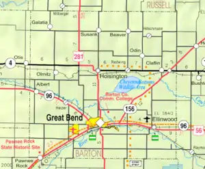 KDOT map of Barton County (legend)