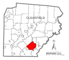 Map of Clearfield County, Pennsylvania highlighting Bigler Township