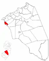 Maple Shade highlighted in Burlington County. Inset: Burlington County highlighted in the State of New Jersey.