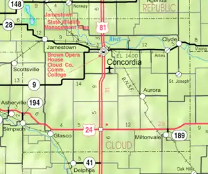 KDOT map of Cloud County (legend)