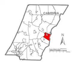 Map of Cambria County, Pennsylvania highlighting Cresson Township