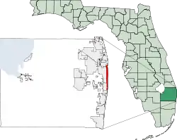 Location in Palm Beach County and the state of Florida