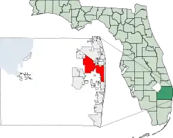 Location in Palm Beach County and the state of Florida