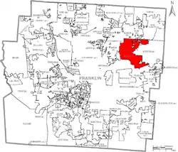 Location of Gahanna within Franklin County