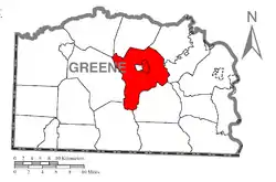 Location of Franklin Township in Greene County