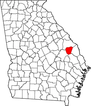 Map of Georgia highlighting Jenkins County