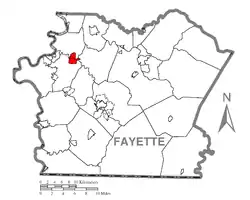 Location of Grindstone-Rowes Run in Fayette County