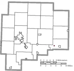 Location of Salesville in Guernsey County