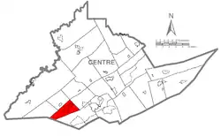 Map of Centre County, Pennsylvania highlighting Halfmoon Township