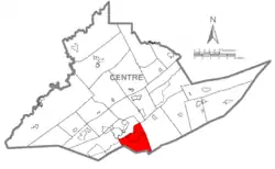 Map of Centre County, Pennsylvania highlighting Harris Township