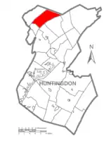 Map of Huntingdon County, Pennsylvania Highlighting Franklin Township