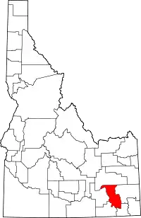 Map of Idaho highlighting Bannock County