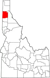 Map of Idaho highlighting Kootenai County