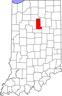 Map of Indiana highlighting Miami County