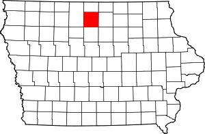 Map of Iowa highlighting Hancock County