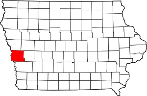 Map of Iowa highlighting Harrison County