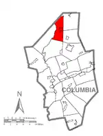 Map of Columbia County, Pennsylvania highlighting Jackson Township