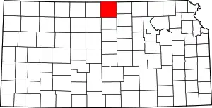 Map of Kansas highlighting Jewell County